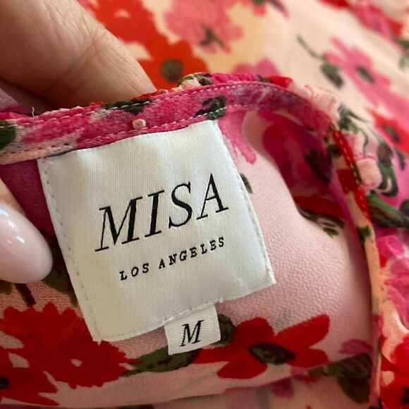 Misa Los Angeles Pink Floral Midi Dress - Picture 15 of 16
